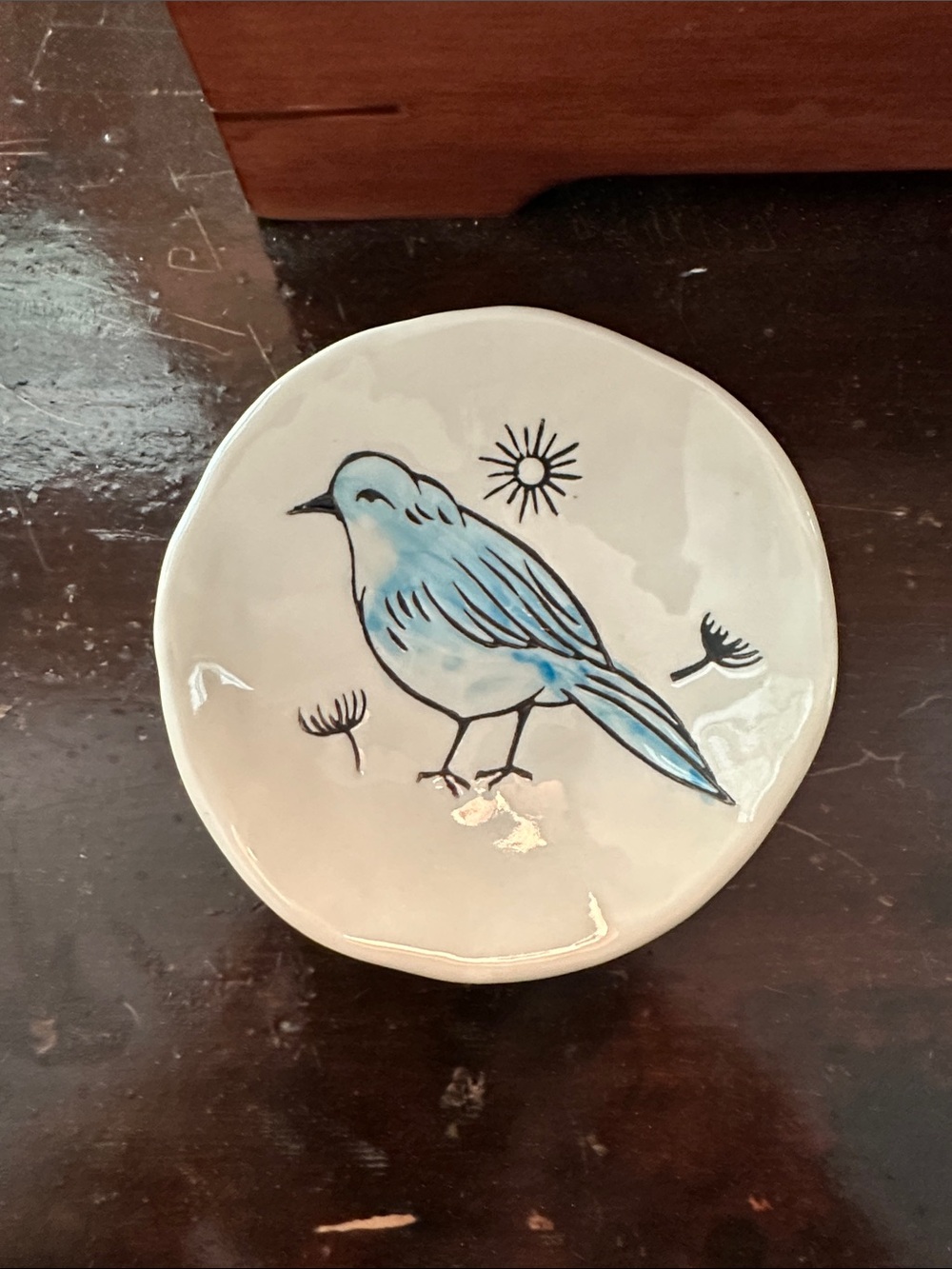 Creative Co-op tiny Blue Jay ring bowl